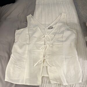 a new day linen White Sleeveless Top with Tie Details